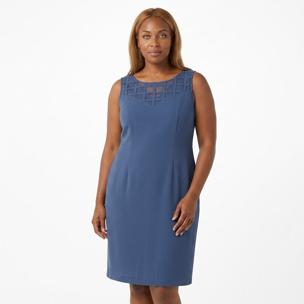 MAYA BROOKE Sheath Knee Length Dress Women Sleeveless Knit Size 16W